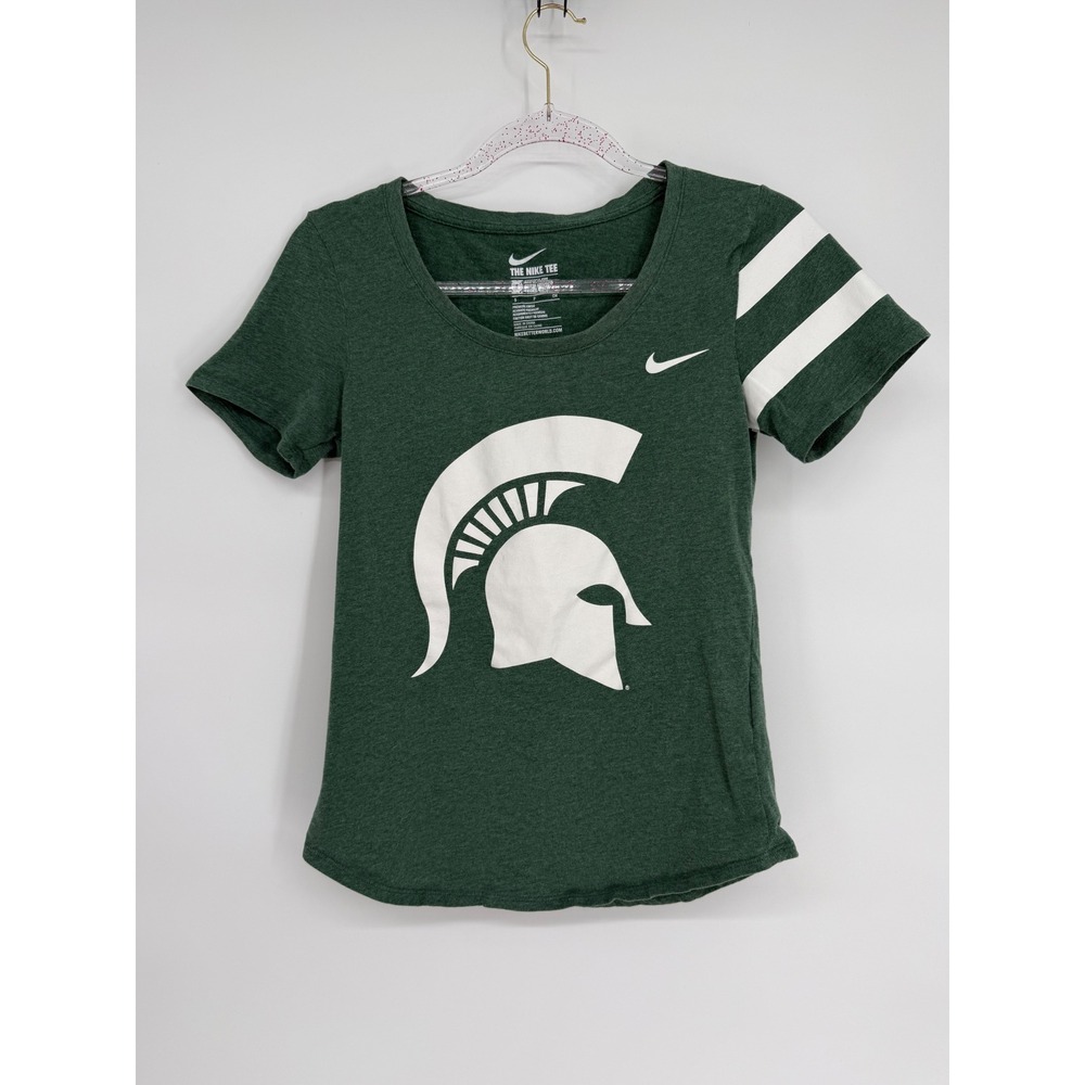 Nike Michigan State Spartans Athletic Cut Tee Shirt Green White S